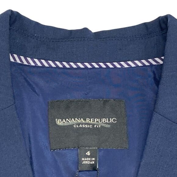 Banana Republic Blazer Womens 4 Blue Wool Office Career Chic Minimalist Coat New - Picture 15 of 16